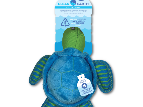 Spunky Pup Clean Earth Recycled Plush Turtle Large