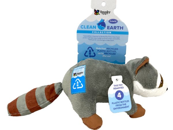 Spunky Pup Clean Earth Recycled Plush Raccoon Small
