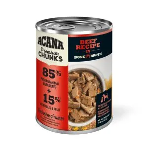 Acana Dog Premium Chunks Grain Free Beef in Bone Broth Wet Food