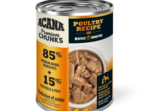 Acana Dog Premium Chunks Grain Free Poultry in Bone Broth Wet Food 12.8 OZ