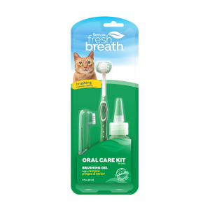 TropiClean Fresh Breath Oral Care Brushing Kit for Cats