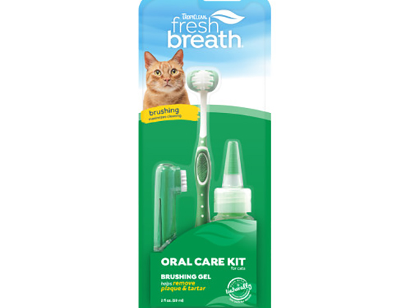 TropiClean Fresh Breath Oral Care Brushing Kit for Cats