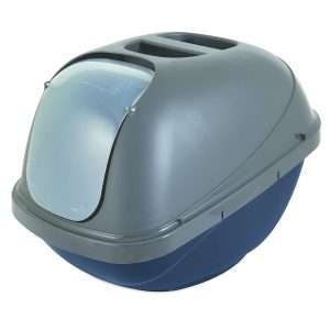 Basic Hooded Litter Pan Large Silver & Blue