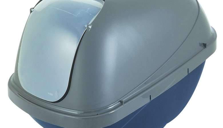 Basic Hooded Litter Pan Large Silver & Blue