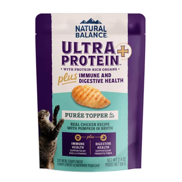 Natural Balance Ultra Protein+ Wet Cat Food, Skin/Coat/Digestive Health-Salmon w/Pmpkn, Puree Topper