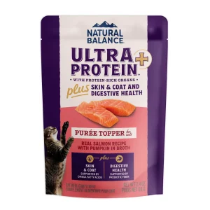 Natural Balance Ultra Protein+ Wet Cat Food, Skin/Coat/Digestive Health-Salmon w/Pmpkn, Puree Topper