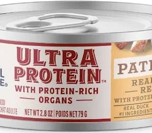 Natural Balance Ultra Protein Wet Cat Food, Duck, Protein-Rich Organs Pate, 2.8 oz