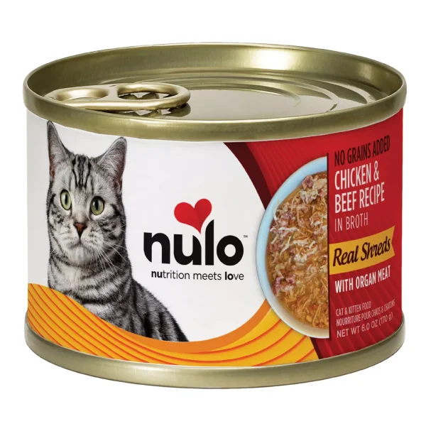 Nulo Real Shreds Wet Cat Food - Grain Free, Chicken and Beef In Broth, 6 Oz