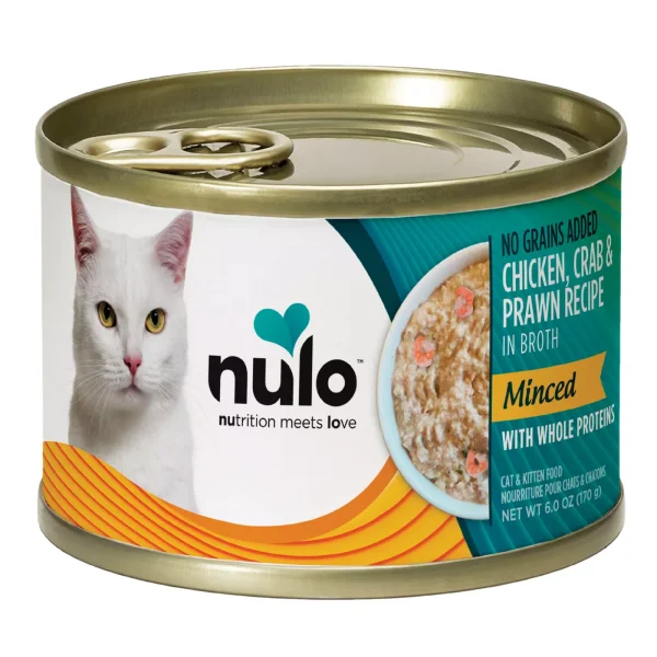 Nulo Finely Minced Wet Cat Food - Chicken, Crab & Prawn, Whole Protein, 6 Oz