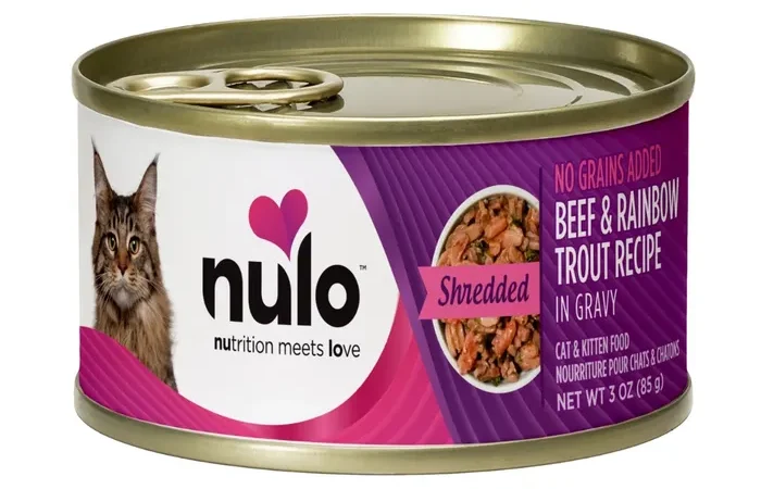 Nulo Shredded Cat & Kitten Wet Food – Beef & Rainbow Trout Recipe