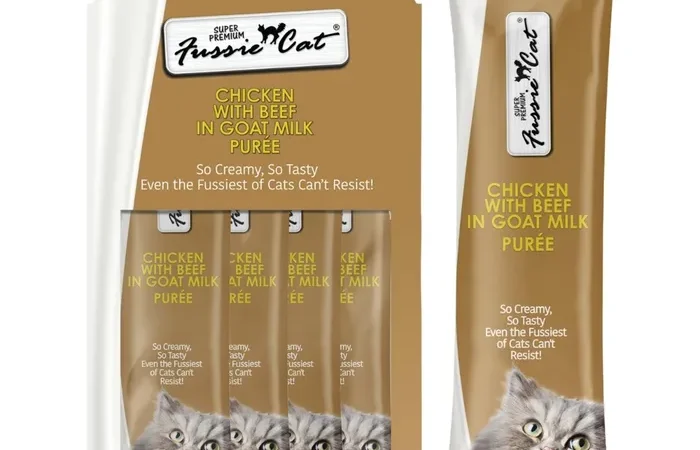 Fussie Cat Goat Milk Purée Treats – Chicken with Beef