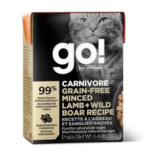 Go! Solutions Carnivore Grain-Free Minced Lamb + Wild Boar Recipe Cat Food 6.4oz