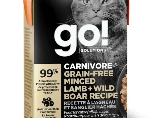 Go! Solutions Carnivore Grain-Free Minced Lamb + Wild Boar Recipe Cat Food 6.4oz