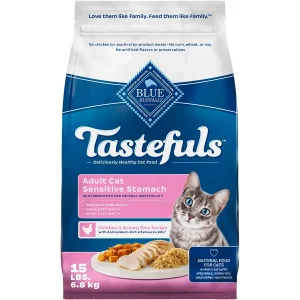 Blue Buffalo Tastefuls Sensitive Stomach Chicken Adult Dry Cat Food 15LB