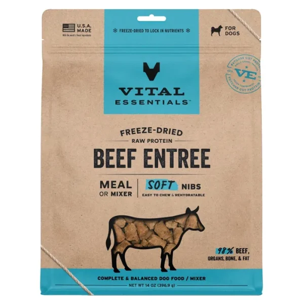 Vital Essentials Freeze-Dried Soft Nibs for Dogs - Beef Entrée 25oz