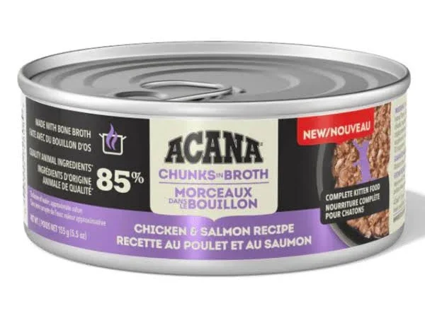 ACANA Chicken & Salmon Recipe Chunks in Broth Kitten Cat Food 5.5oz