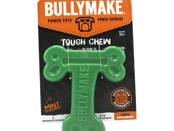 Bullymake Tough Chew Dog Toy – Green T-Bone with Mint Flavour