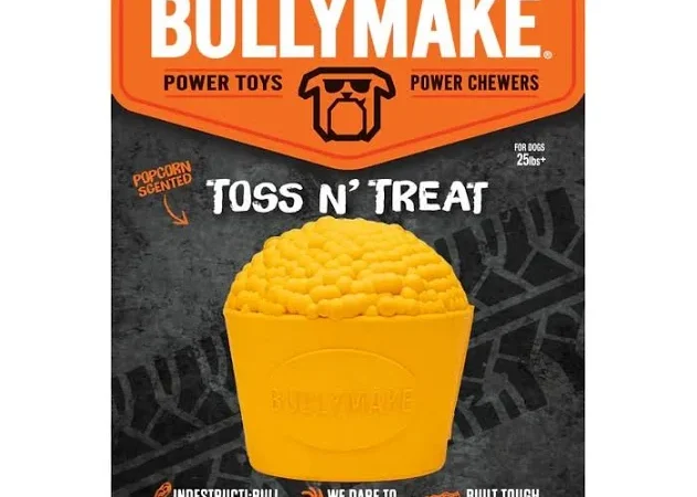 Bullymake Toss N’Treat Dog Toy – Popcorn