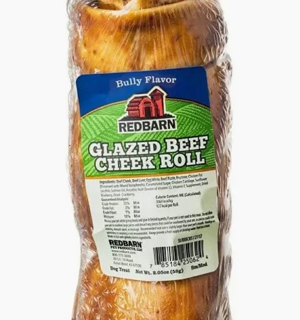 Red Barn Beef Cheek Roll Dog Chew – Bully Flavour Glaze sm/med
