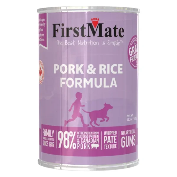 FirstMate Grain-Friendly Canned Dog Food - Pork & Rice Formula 12.2oz